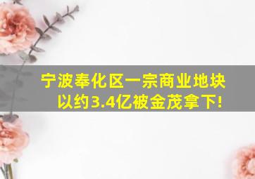 宁波奉化区一宗商业地块以约3.4亿被金茂拿下!