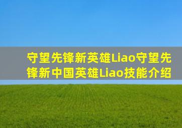 守望先锋新英雄Liao守望先锋新中国英雄Liao技能介绍