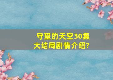 守望的天空30集大结局剧情介绍?