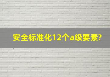 安全标准化12个a级要素?