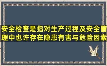 安全检查是指对生产过程及安全管理中也许存在隐患、有害与危险因素