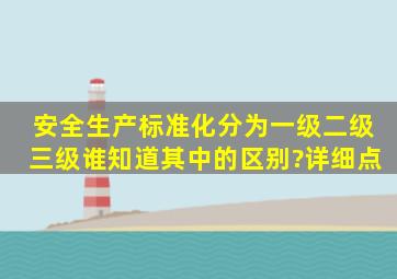 安全生产标准化分为一级、二级、三级,谁知道其中的区别?详细点