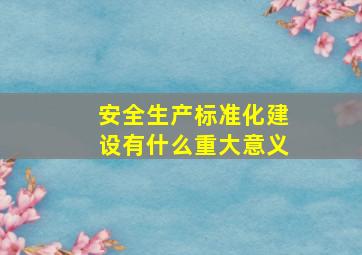 安全生产标准化建设有什么重大意义