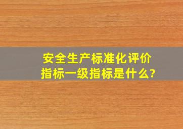 安全生产标准化评价指标一级指标是什么?