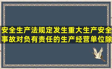 安全生产法规定发生重大生产安全事故对负有责任的生产经营单位除...