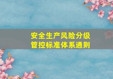 安全生产风险分级管控标准体系通则