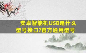 安卓智能机USB是什么型号接口?官方通用型号。