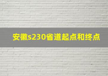 安徽s230省道起点和终点