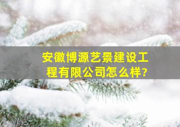 安徽博源艺景建设工程有限公司怎么样?