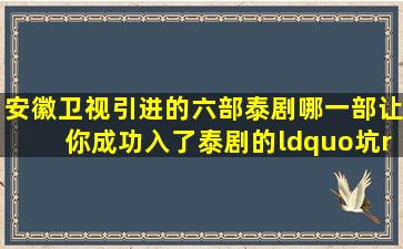 安徽卫视引进的六部泰剧,哪一部让你成功入了泰剧的“坑”