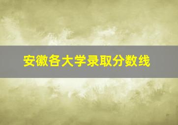 安徽各大学录取分数线