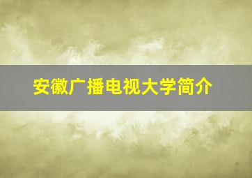 安徽广播电视大学简介(