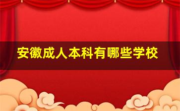 安徽成人本科有哪些学校