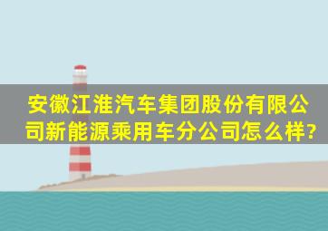 安徽江淮汽车集团股份有限公司新能源乘用车分公司怎么样?