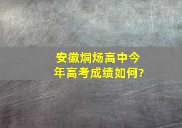 安徽烔炀高中今年高考成绩如何?