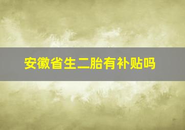 安徽省生二胎有补贴吗