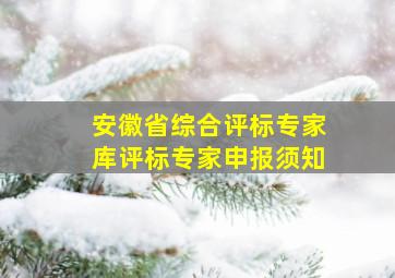 安徽省综合评标专家库评标专家申报须知