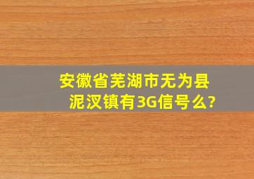 安徽省芜湖市,无为县泥汊镇有3G信号么?