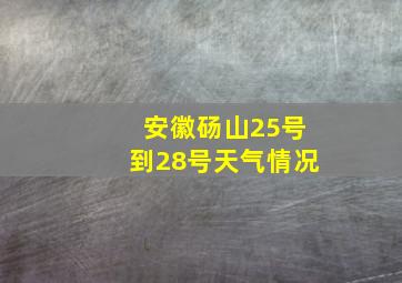 安徽砀山25号到28号天气情况