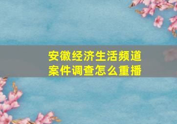 安徽经济生活频道案件调查怎么重播(