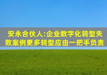 安永合伙人:企业数字化转型失败案例更多,转型应由一把手负责