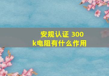 安规认证 300k电阻有什么作用