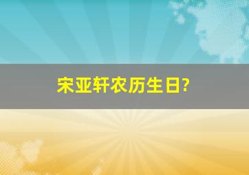 宋亚轩农历生日?