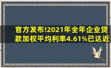 官方发布!2021年全年企业贷款加权平均利率4.61%,已达近40多年来最...