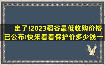 定了!2023稻谷最低收购价格已公布!快来看看保护价多少钱一斤?