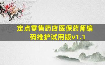 定点零售药店医保药师编码维护试用版v1.1 