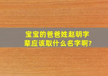 宝宝的爸爸姓赵,明字辈;应该取什么名字啊?