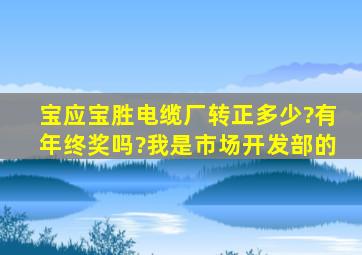 宝应宝胜电缆厂,转正多少?有年终奖吗?我是市场开发部的。