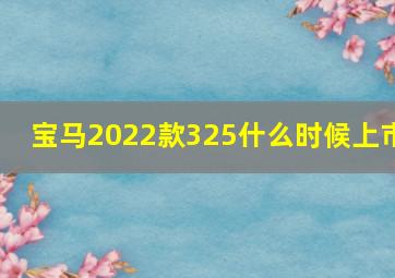 宝马2022款325什么时候上市