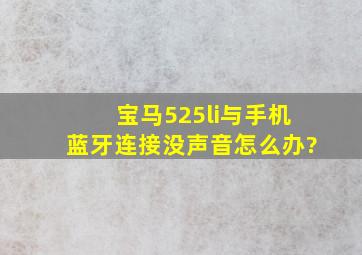 宝马525li与手机蓝牙连接没声音怎么办?