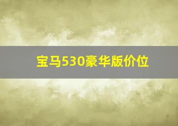 宝马530豪华版价位