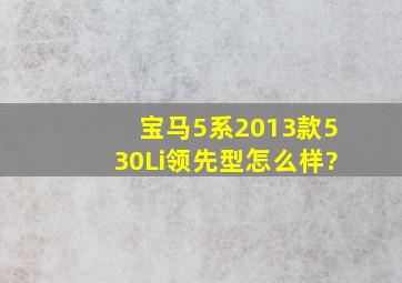 宝马5系2013款530Li领先型怎么样?