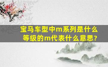 宝马车型中m系列是什么等级的,m代表什么意思?