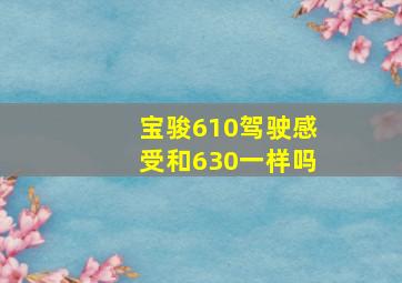 宝骏610驾驶感受和630一样吗