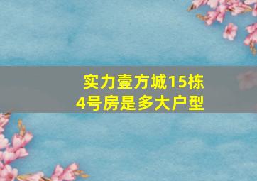 实力壹方城15栋4号房是多大户型