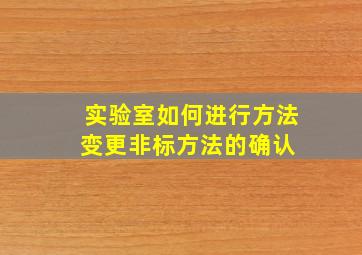 实验室如何进行方法变更、非标方法的确认 