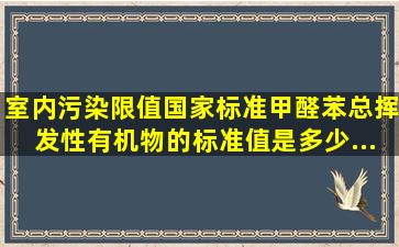 室内污染限值国家标准甲醛、苯、总挥发性有机物的标准值是多少,...