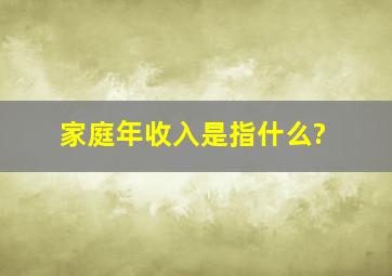 家庭年收入是指什么?