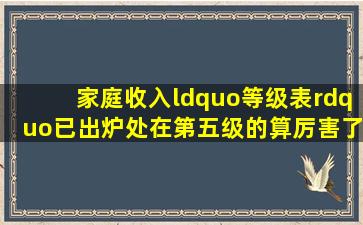 家庭收入“等级表”已出炉,处在第五级的算厉害了,对照下你在哪