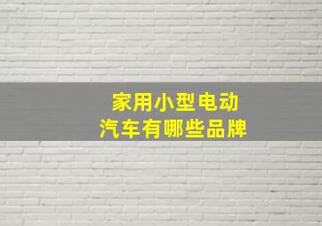 家用小型电动汽车有哪些品牌