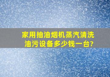 家用抽油烟机,蒸汽清洗油污设备多少钱一台?