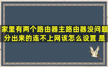 家里有两个路由器,主路由器没问题,分出来的连不上网,该怎么设置, 是...