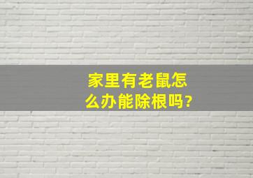 家里有老鼠怎么办能除根吗?