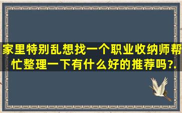 家里特别乱,想找一个职业收纳师,帮忙整理一下,有什么好的推荐吗?...