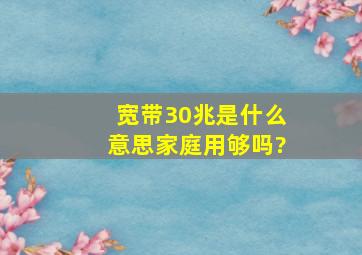 宽带30兆是什么意思家庭用够吗?