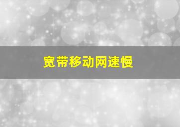 宽带移动网速慢